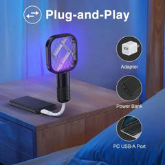 USB Rechargeable Mosquito Killer Racket with UV Light – Portable Indoor & Outdoor Bug Zapper