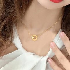 Roman Circle Stainless Steel Necklace for Women
