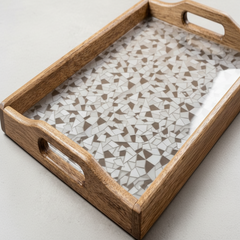 Premium Wood & Acrylic Serving Tray – Elegant Decorative Tray for Serving, Coffee Table & Home Décor (Size : 15 × 12)
