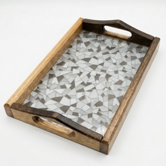 Premium Wood & Acrylic Serving Tray – Elegant Decorative Tray for Serving, Coffee Table & Home Décor (Size : 15 × 12)