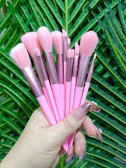 13 Pcs Makeup Brush Set – Soft Fluffy Pink Brush Kit
