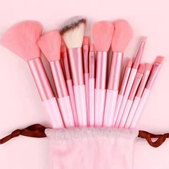 13 Pcs Makeup Brush Set – Soft Fluffy Pink Brush Kit